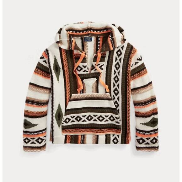 Polo Ralph Lauren Sweater Jumper Hooded Aztec Indian Wool Cashmere Baja M $698 - Picture 3 of 9